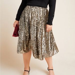 Anthropologie Maeve Orleans Sequin Midi Skirt